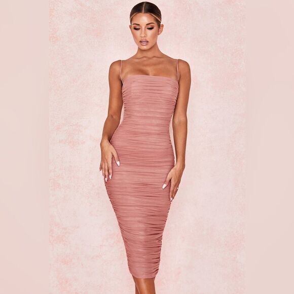 House Of CB Sirene Midi Pink Dress Rose Size XS - Picture 6 of 16